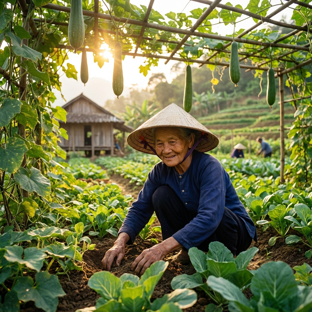 Nông dân đang làm việc trên cánh đồng