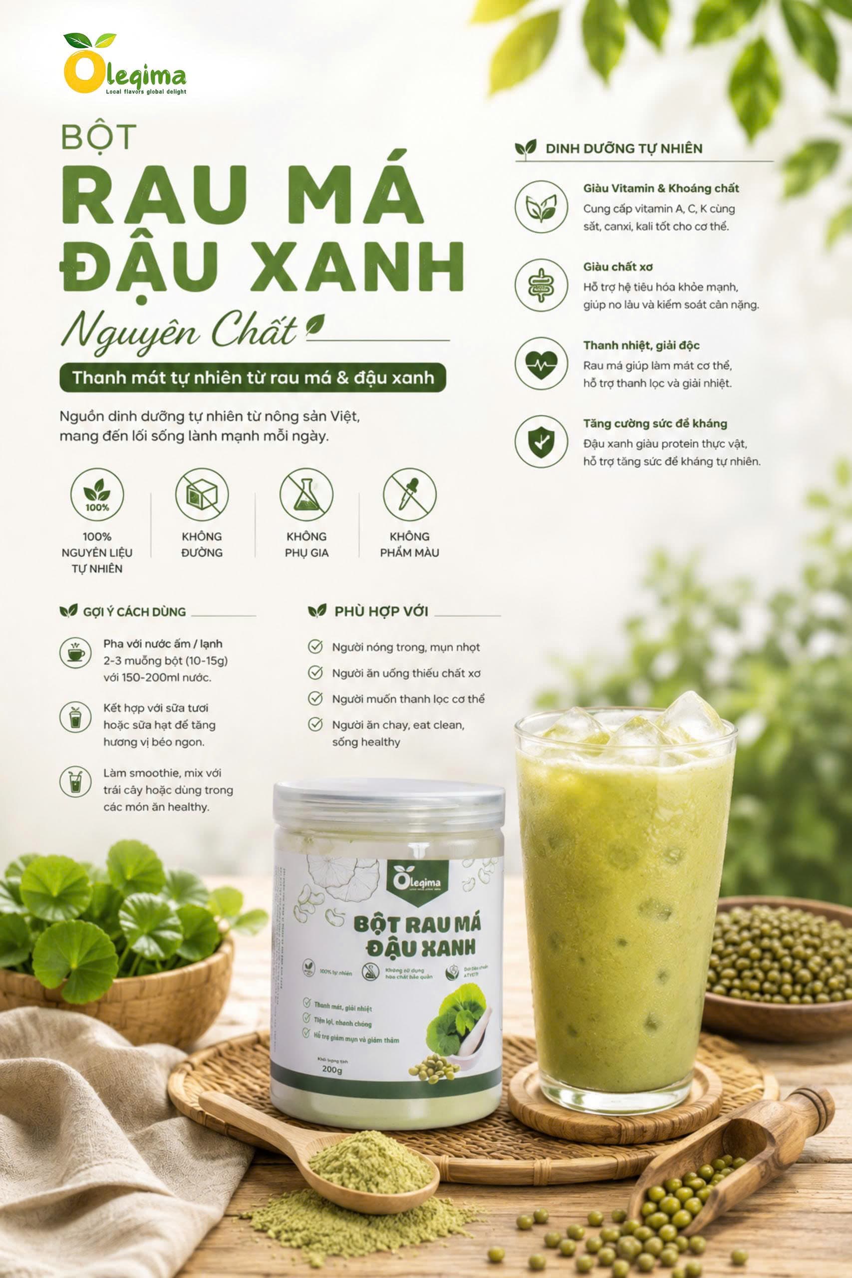 Bột Rau Má Đậu Xanh